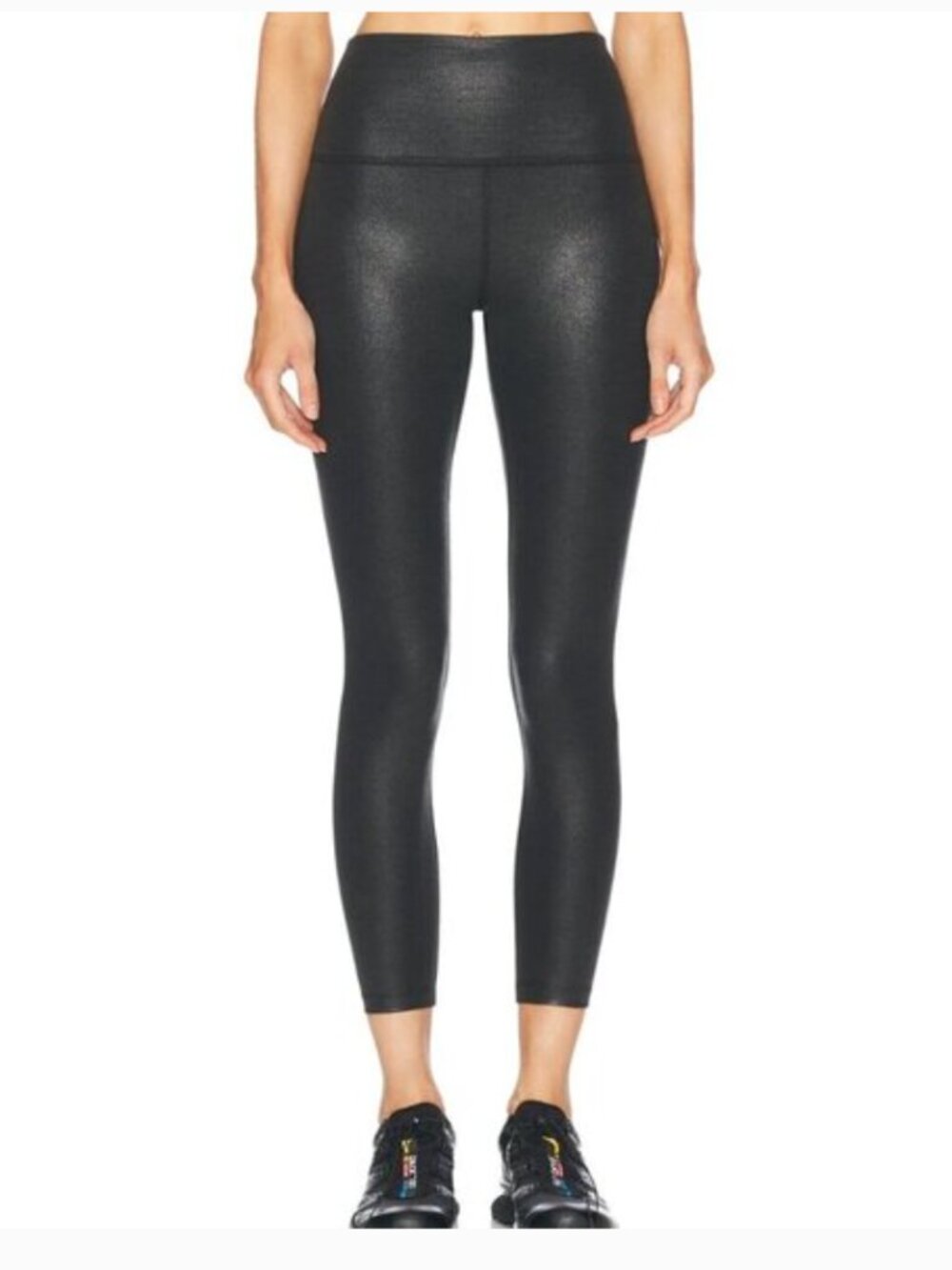 Beyond Yoga High Waist Midi Leggings Black Foil Sparkle Size Small